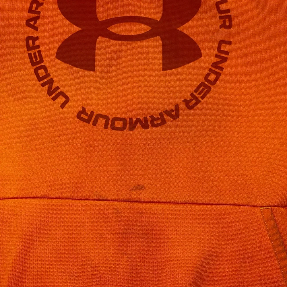Under Armour Hunting Orange Hoodie Pullover Boys Large Kangaroo Pocket Sweat